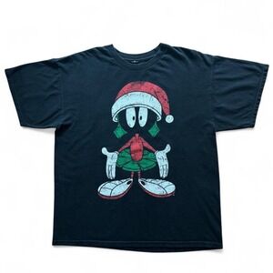 Vintage 90s Looney Tunes Marvin the Martian Santa Hat Christmas T-shirt‎ XL